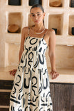 Nori Abstract Tiered Midi Dress