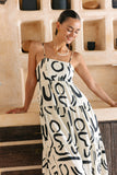 Nori Abstract Tiered Midi Dress