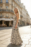 Melza Black Abstract Maxi Dress