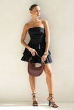 Gigi Burgundy Red Genuine Lambskin Leather Woven Half-Moon Shoulder Bag