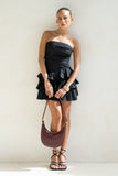 Gigi Burgundy Red Genuine Lambskin Leather Woven Half-Moon Shoulder Bag