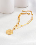 Evil Eye Gold Coin Chain Bracelet