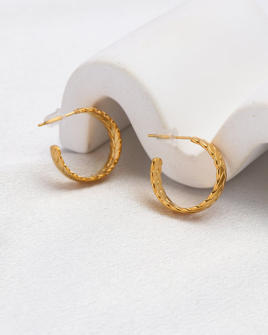 Maya Gold Weaved Half Hoop Earrings