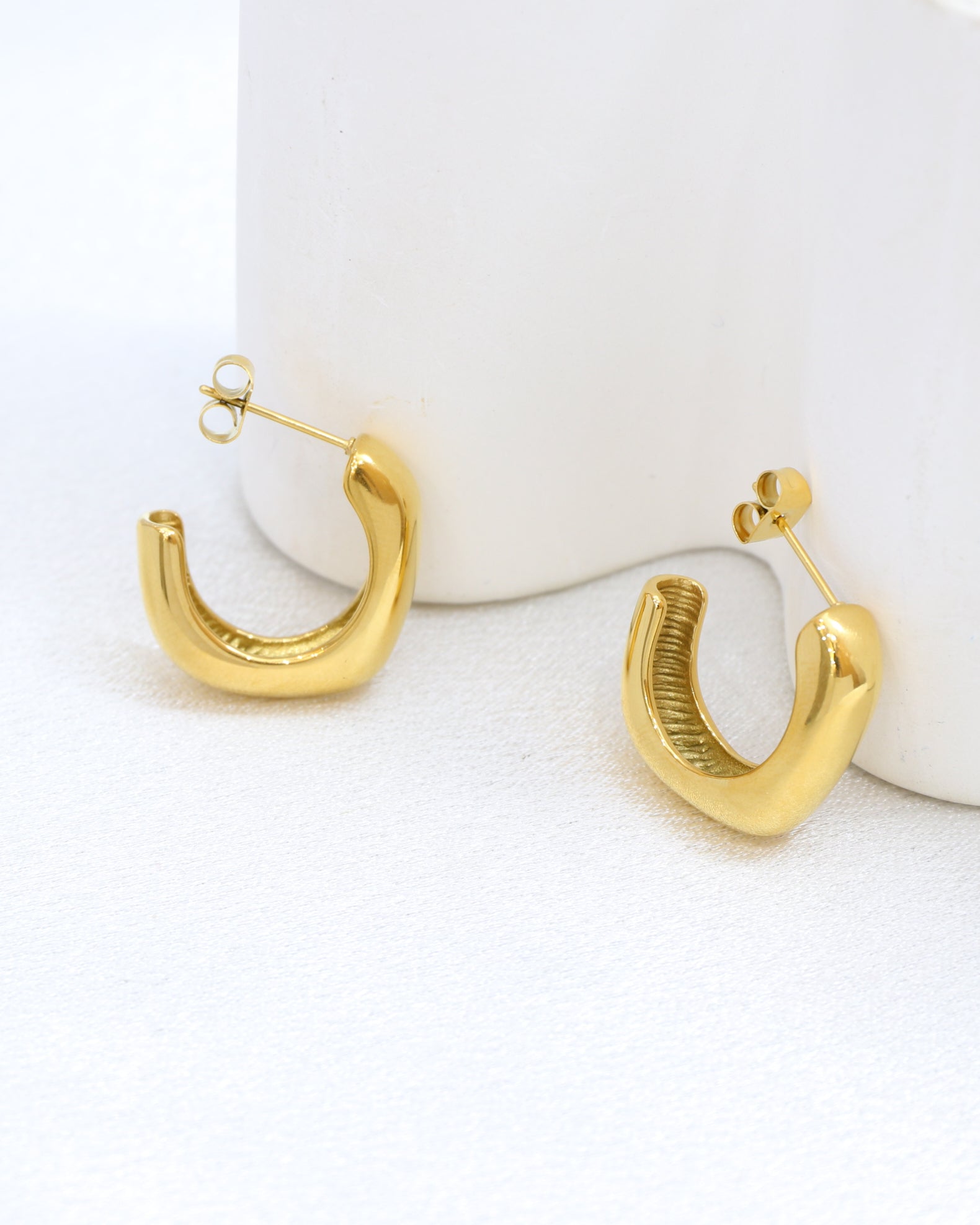 Prismara Irregular Gold Half Hoop Earrings