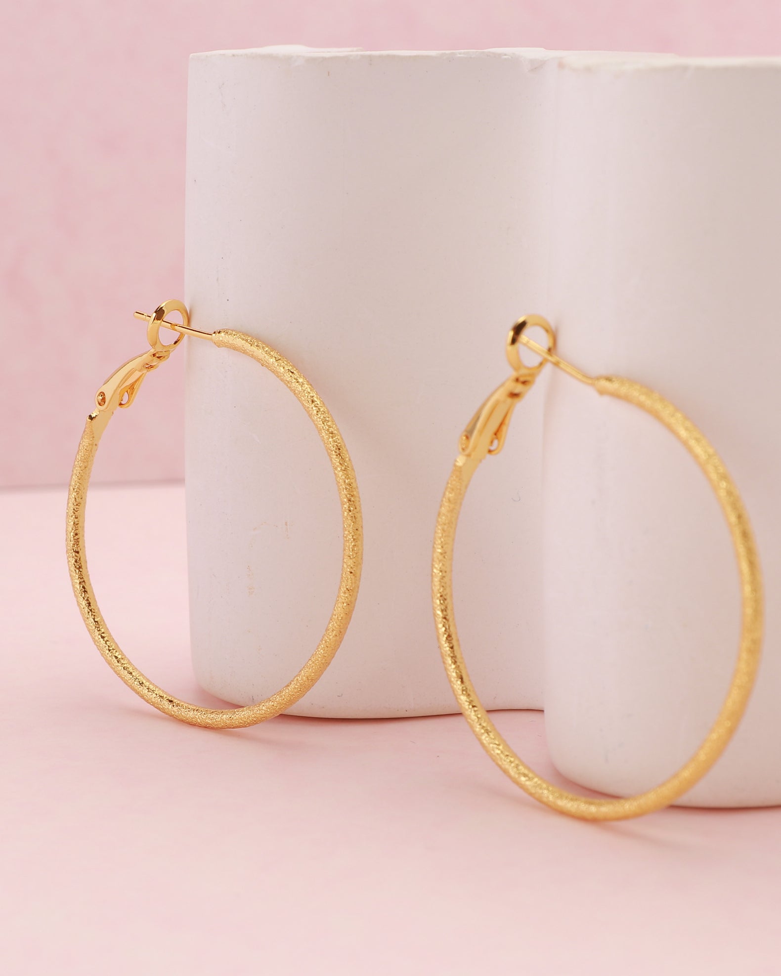 Lucia Gold Textured Hoop Earrings
