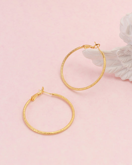 Lucia Gold Textured Hoop Earrings