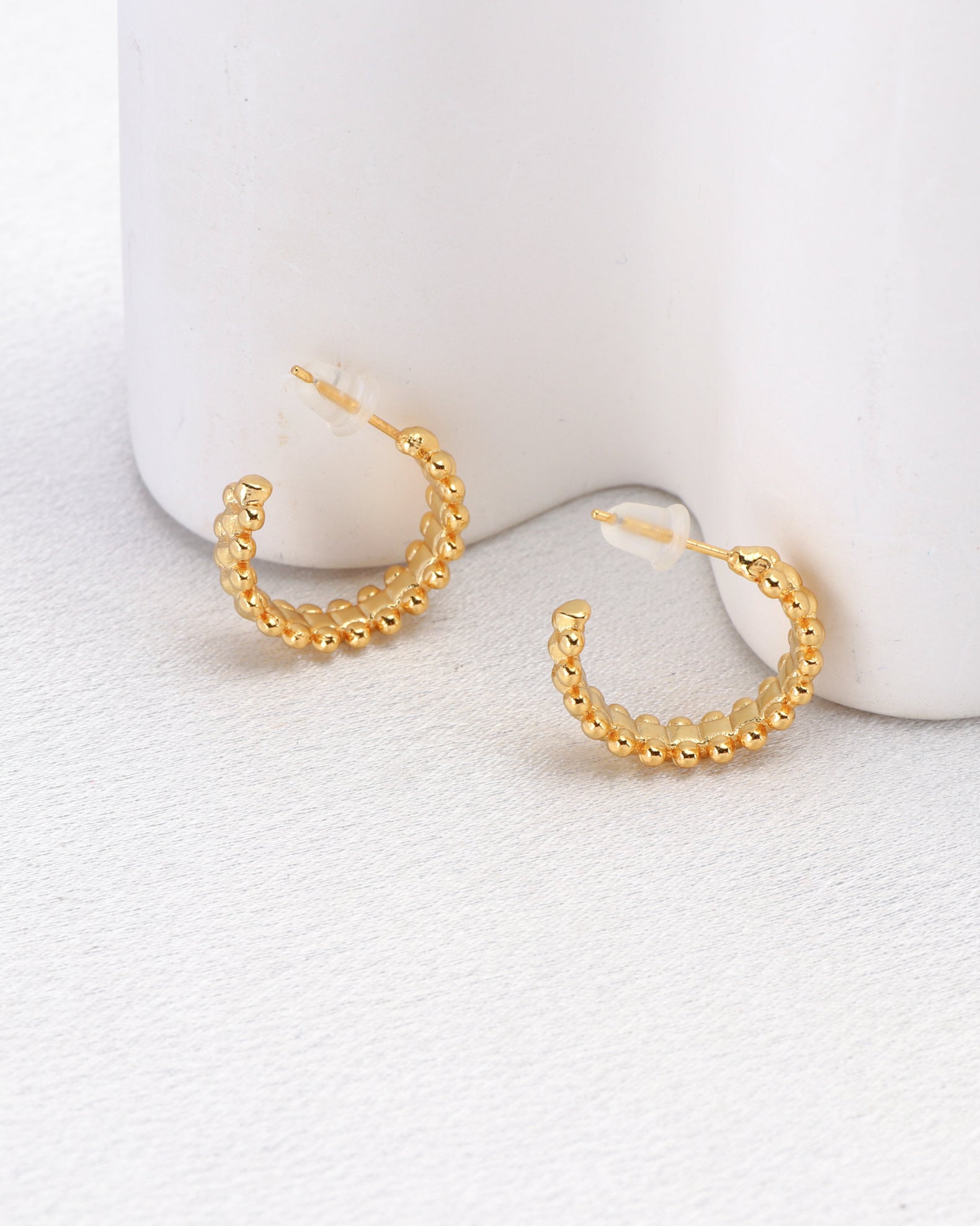 Betty Beaded Gold Cuff Hoop Earrings