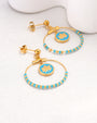 Azura Blue Gold Leaf and Bead Earrings