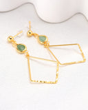Zelena Green Crystal Gold Earrings