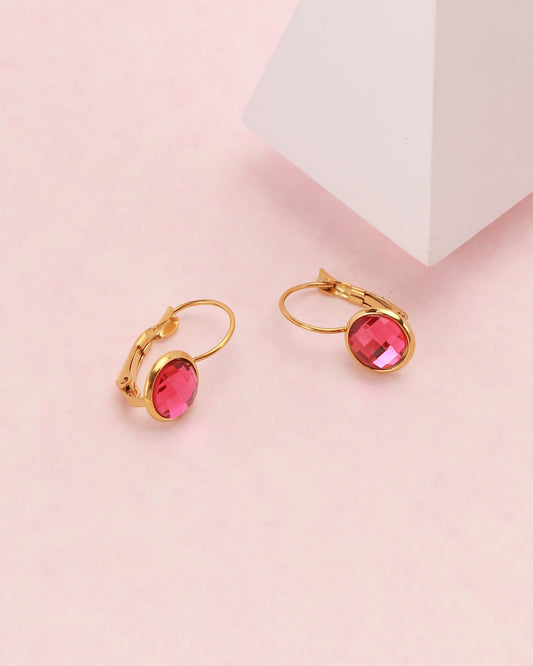 Anting Emas Kristal Merah Muda Jemima