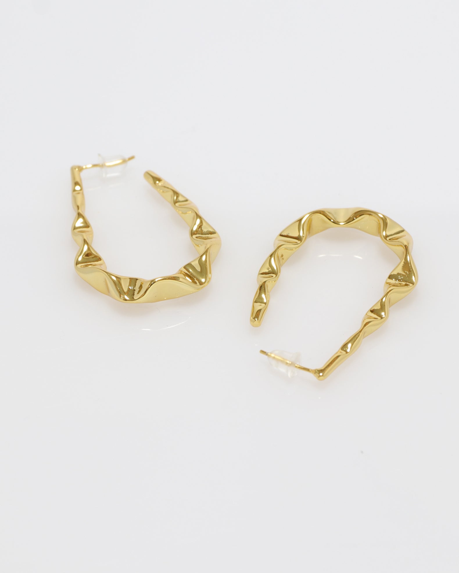 Lyra Gold Irregular Texturised Enveloping Earrings