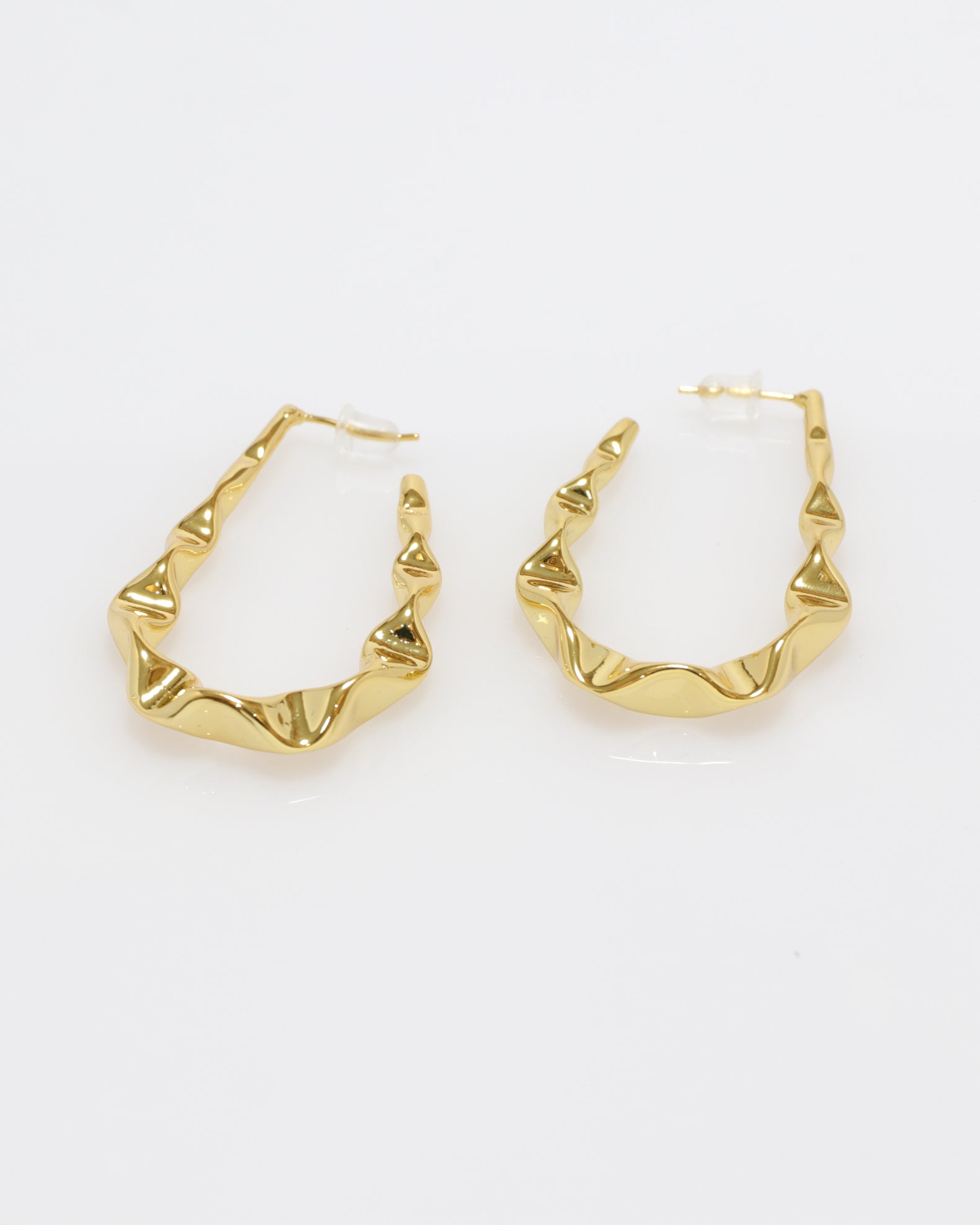 Lyra Gold Irregular Texturised Enveloping Earrings