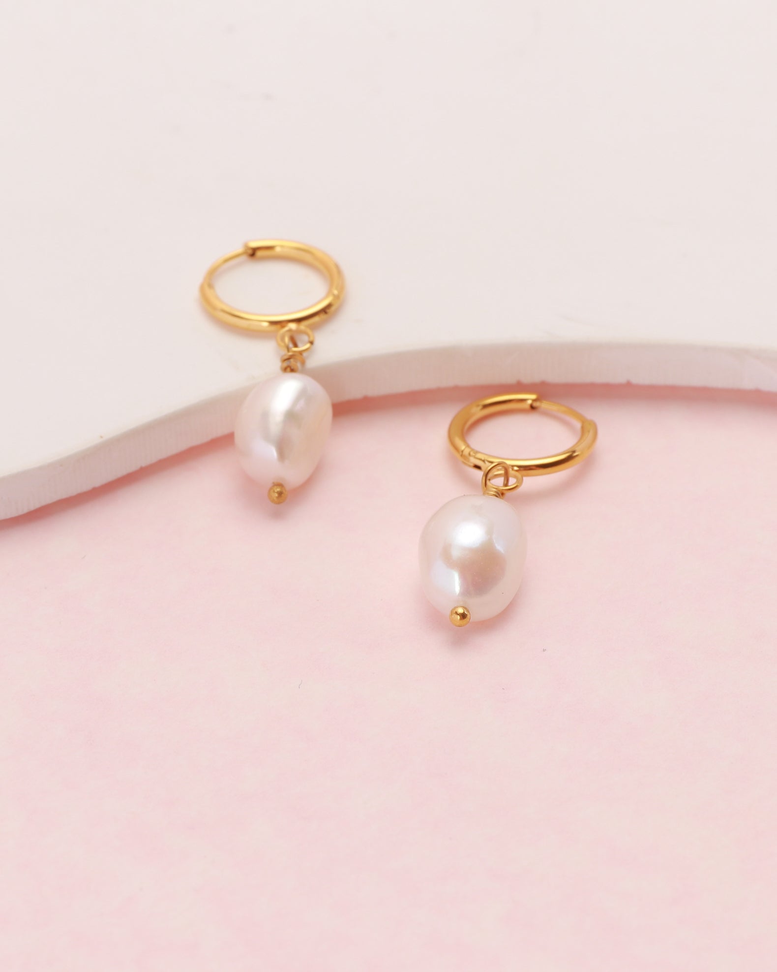 Perrie Pearl Gold Mini Hoop Earrings