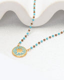 Calliope Blue Gold Star Boho Bead Necklace