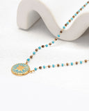 Calliope Blue Gold Star Boho Bead Necklace