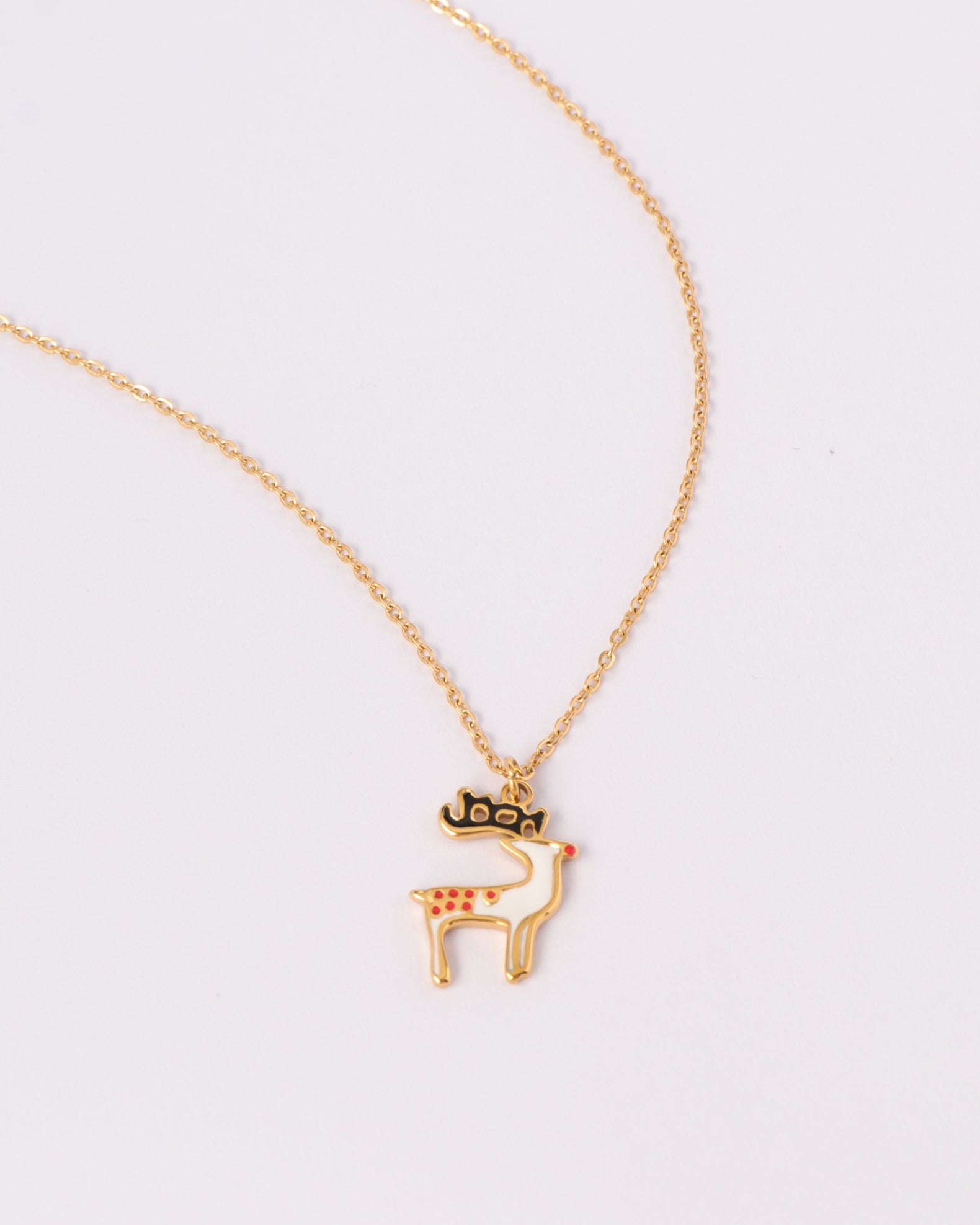 Snowy White Reindeer Pendant Necklace