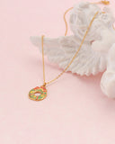 Jolly Gold Christmas Wreath Pendant Necklace