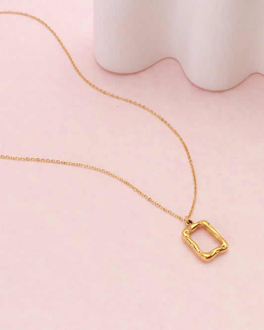 Ellinia Gold Irregular Rectangle Pendant Necklace