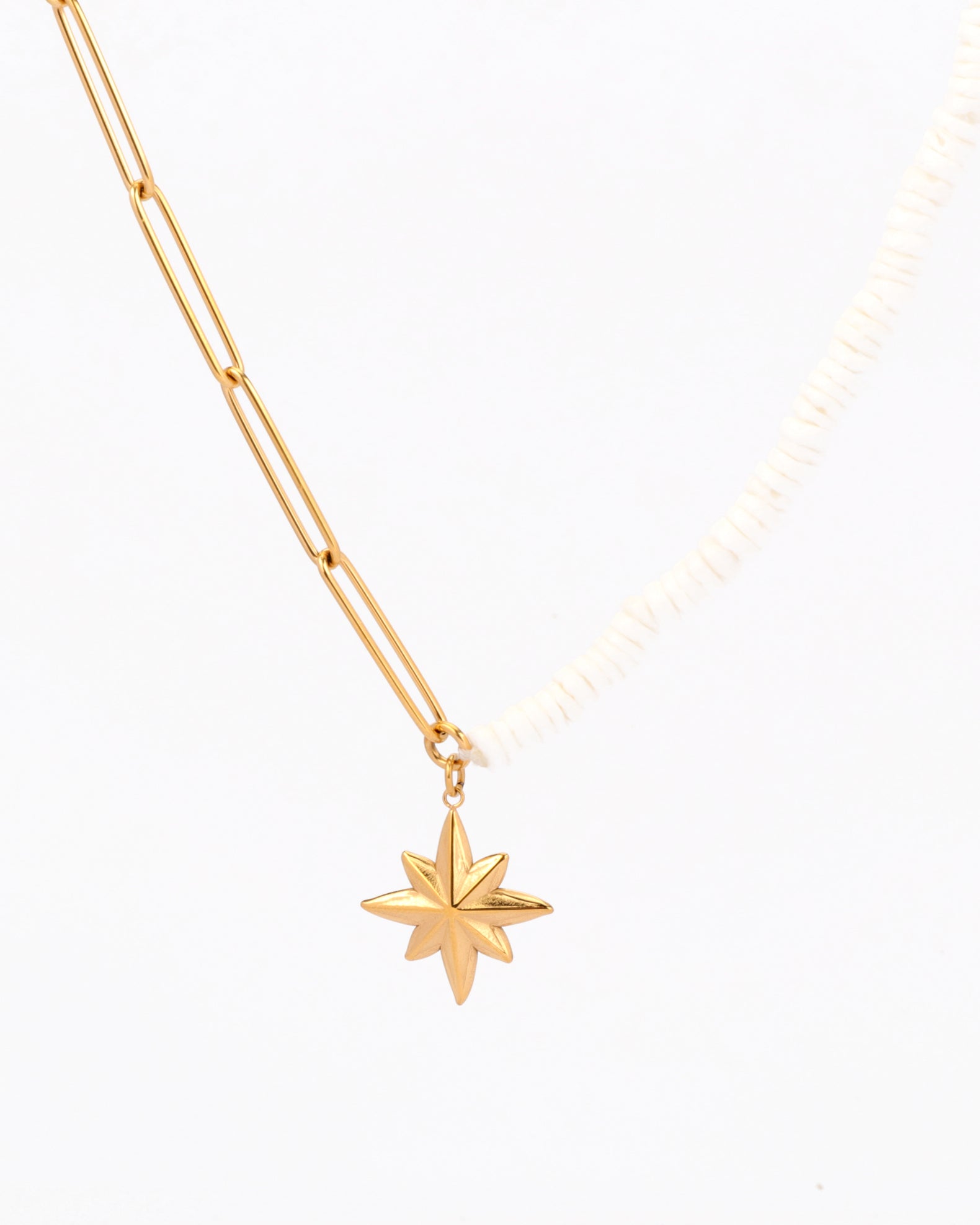 Astra Gold Star Shell and Chain Necklace