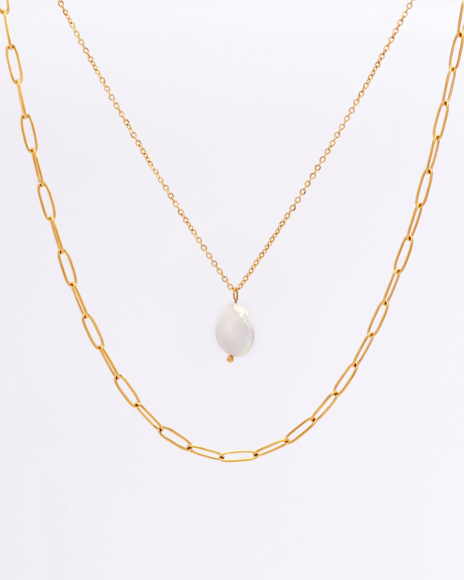 Perrie Pearl Gold Layered Chain Necklace