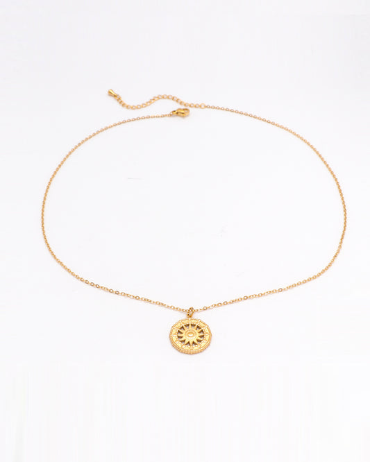 Soleil Gold Boho Sun Pendant Necklace