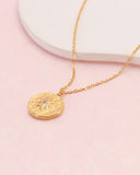 Celestia Gold Star Coin Zirconia Necklace