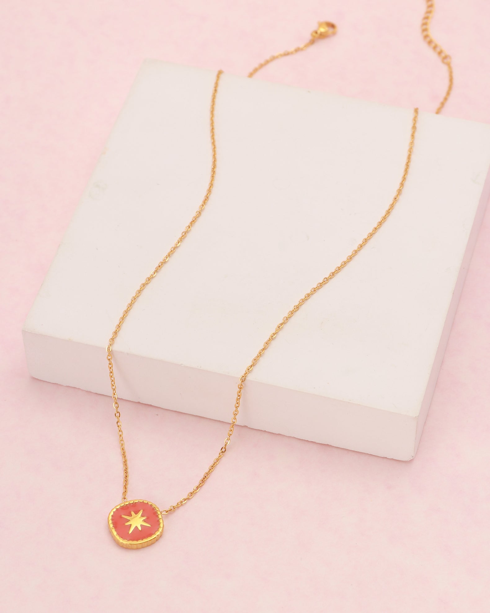 Vermilion Red Gold Star Necklace