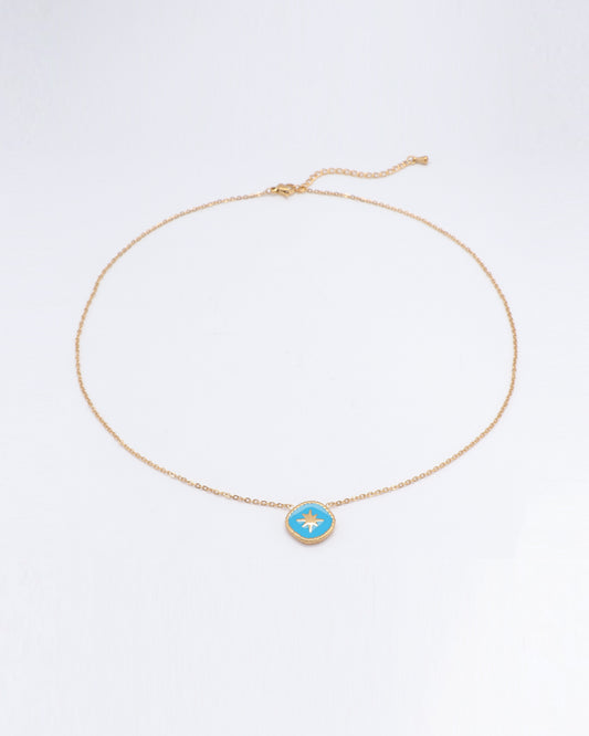 Kalung Bintang Emas Biru Cyan