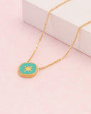 Aqua Blue Gold Star Necklace