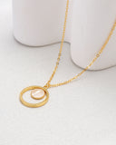 Perla Gold Circle Shell Pendant Necklace