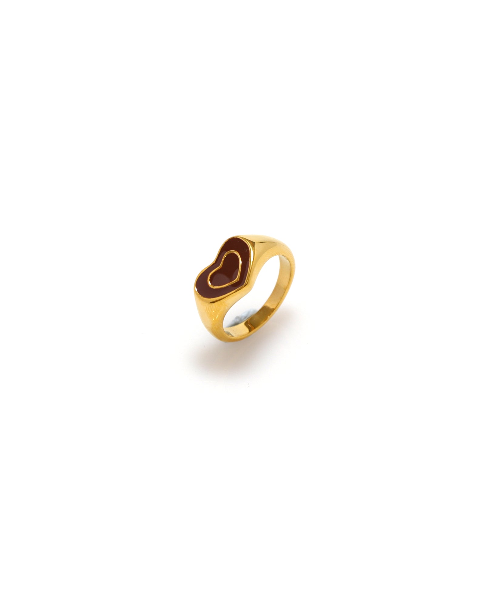 Brown Heart Gold Ring