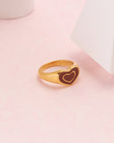 Brown Heart Gold Ring