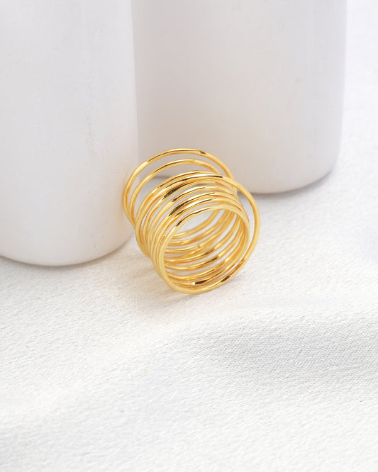 Solara Gold Thin Multi Wrap Ring