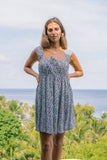 Cassia Black White Ditsy Floral Mini Dress