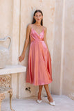 Eleanor Rose Pink Satin Midi Dress