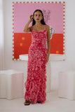 Mikayla Pink Abstract Floral Tie Back Maxi Dress