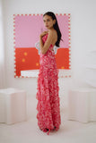 Mikayla Pink Abstrak Floral Tie Back Maxi Dress