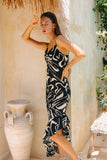 Niko Black Abstract Asymmetric Maxi Dress