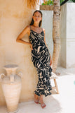 Niko Black Abstract Asymmetric Maxi Dress