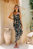 Niko Black Abstract Asymmetric Maxi Dress