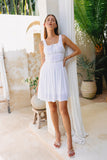 Kelsie White Lace Ruched Mini Dress