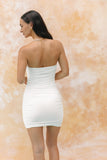 Candace White Ruched Bodycon Mini Dress