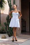 Finley White Ruched Mini Dress