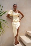 Corinne Yellow One Shoulder Maxi Dress
