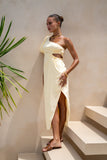Corinne Yellow One Shoulder Maxi Dress