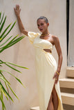 Corinne Yellow One Shoulder Maxi Dress