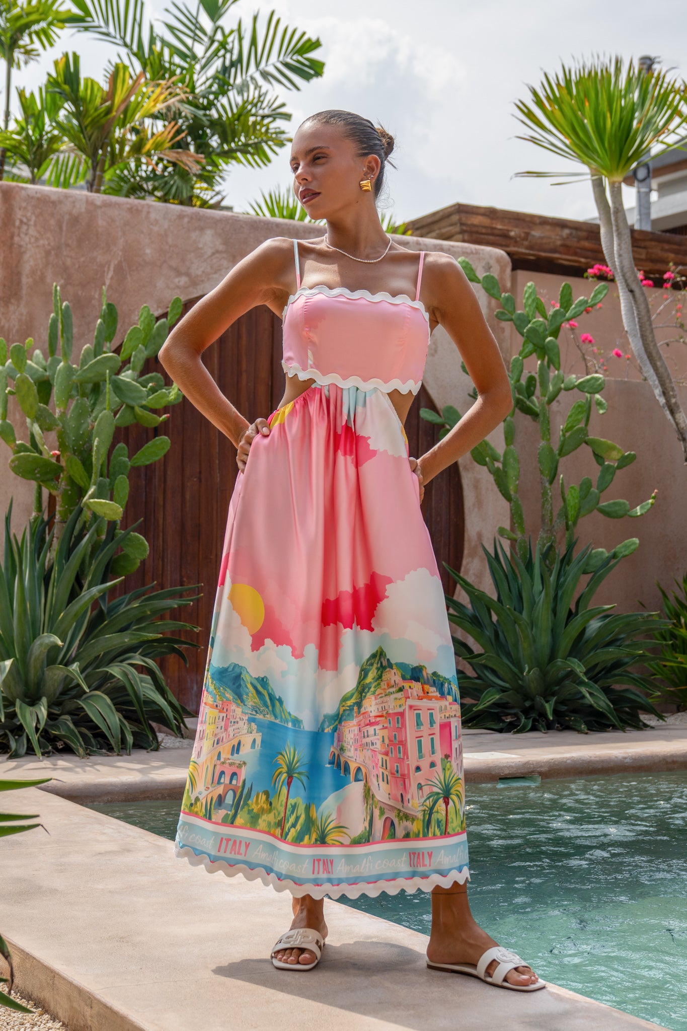 fitted lace wedding dress Amalfi Pink Abstract Ric Rac Cut Out Maxi Dress fitted lace wedding dress Amalfi Pink Abstract Ric Rac Cut Out Maxi Dress