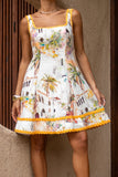 Isola Multicolour Tropical Lace Detail Mini Dress