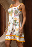 Isola Multicolour Tropical Lace Detail Mini Dress
