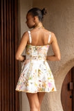 Isola Multicolour Tropical Sweetheart Flared Mini Dress